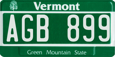 VT license plate AGB899