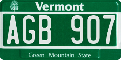 VT license plate AGB907