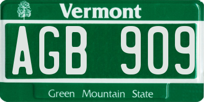 VT license plate AGB909