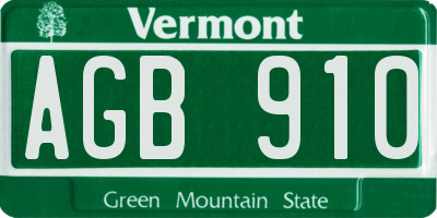 VT license plate AGB910