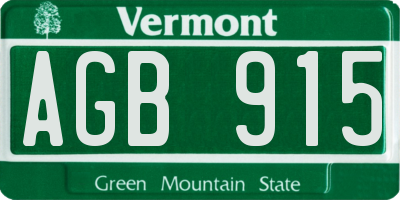 VT license plate AGB915