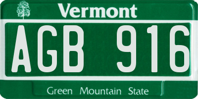 VT license plate AGB916