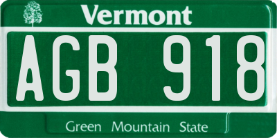 VT license plate AGB918