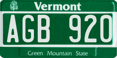 VT license plate AGB920