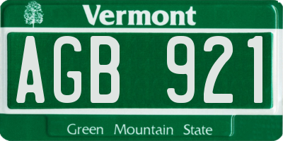 VT license plate AGB921
