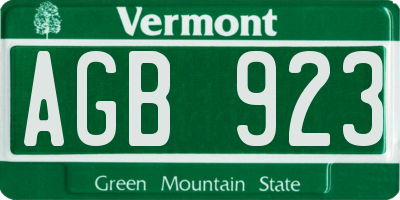 VT license plate AGB923