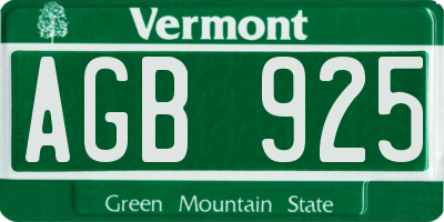 VT license plate AGB925