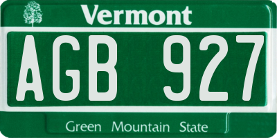 VT license plate AGB927