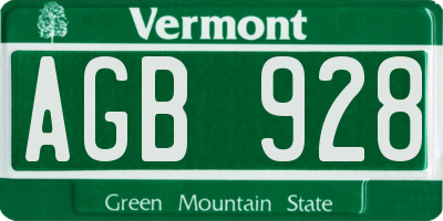 VT license plate AGB928