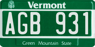 VT license plate AGB931