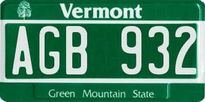 VT license plate AGB932