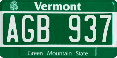 VT license plate AGB937