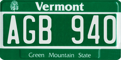 VT license plate AGB940