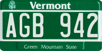 VT license plate AGB942