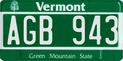 VT license plate AGB943