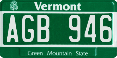 VT license plate AGB946