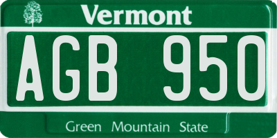 VT license plate AGB950