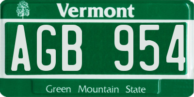 VT license plate AGB954