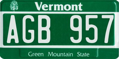 VT license plate AGB957