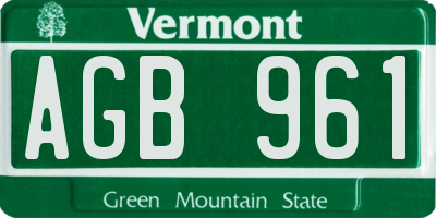 VT license plate AGB961