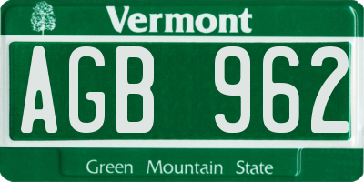 VT license plate AGB962