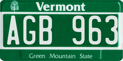 VT license plate AGB963