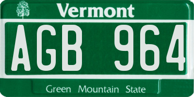 VT license plate AGB964