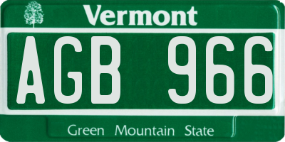 VT license plate AGB966