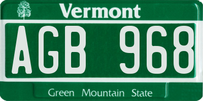 VT license plate AGB968