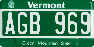 VT license plate AGB969