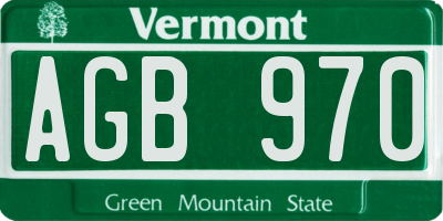 VT license plate AGB970