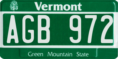 VT license plate AGB972