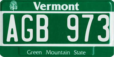 VT license plate AGB973