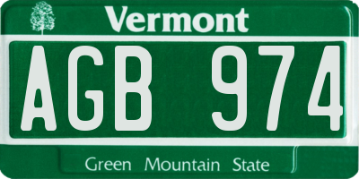 VT license plate AGB974