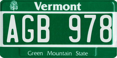 VT license plate AGB978