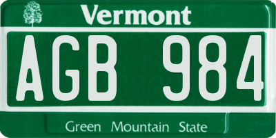 VT license plate AGB984