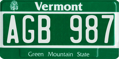 VT license plate AGB987