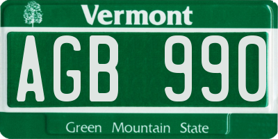 VT license plate AGB990