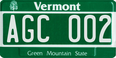 VT license plate AGC002