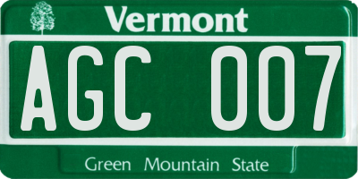 VT license plate AGC007