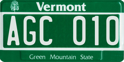 VT license plate AGC010