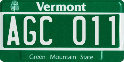 VT license plate AGC011