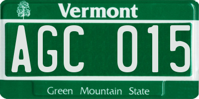 VT license plate AGC015