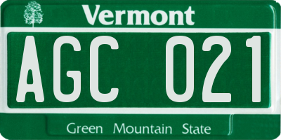VT license plate AGC021