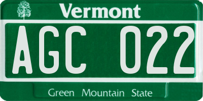 VT license plate AGC022