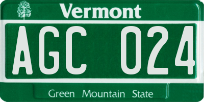 VT license plate AGC024