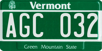 VT license plate AGC032