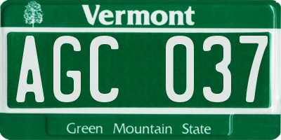 VT license plate AGC037