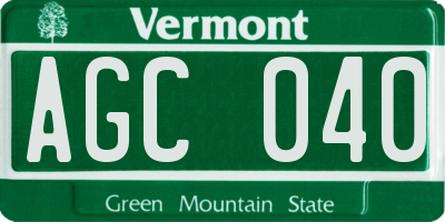 VT license plate AGC040