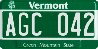 VT license plate AGC042